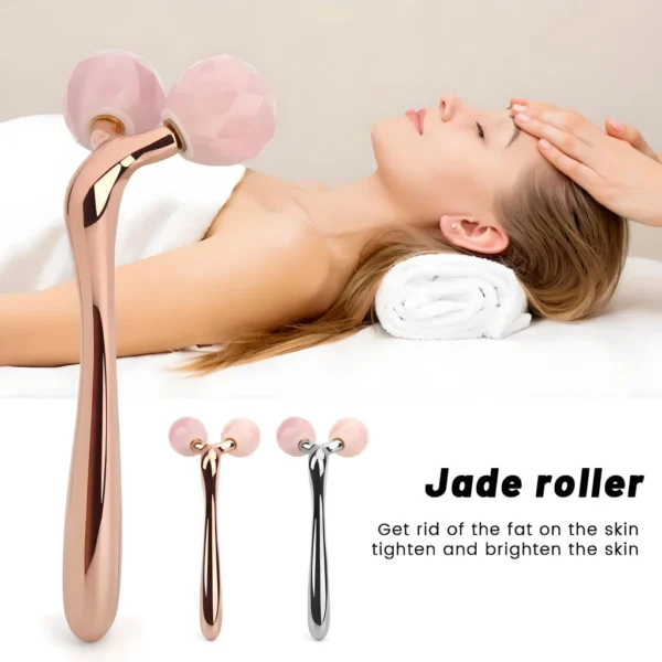 Rose Quartz 3D Roller V Facial Lifting Massager - Image 2