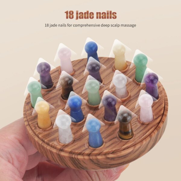 New Scalp Massage Comb - Pink Quartz Green Aventurine Wood Grain - Image 8