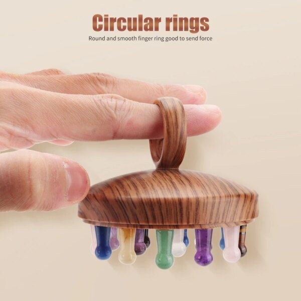 New Scalp Massage Comb - Pink Quartz Green Aventurine Wood Grain - Image 6