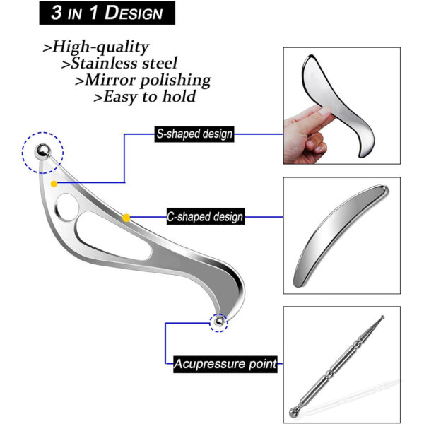 Stainless Steel Muscle Scraper Massage Tool for Deep Tissue Therapy - Image 3