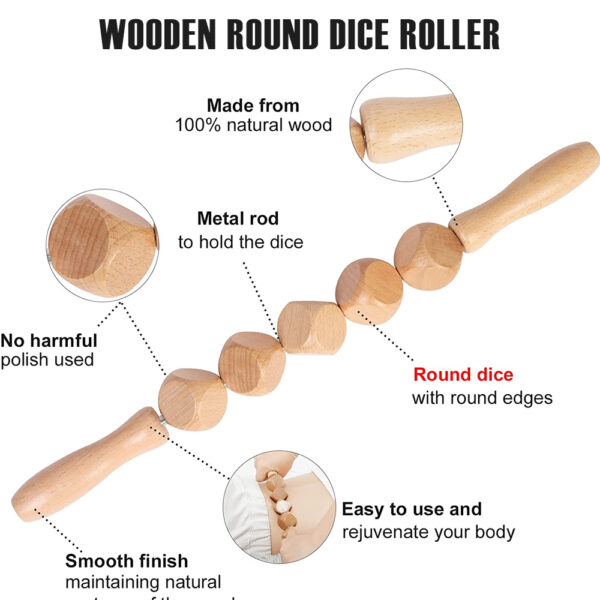 Wooden Therapy Massage Roller Tool for Lymphatic Drainage & Muscle Release - Image 3