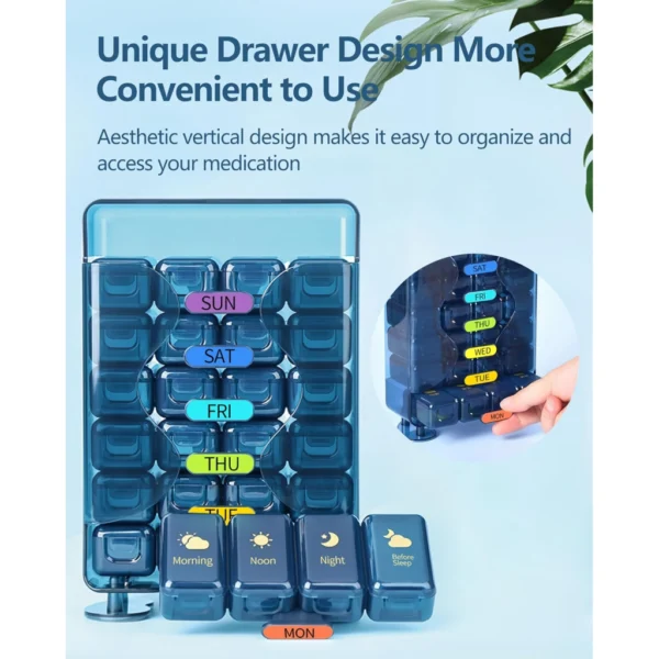 Weekly Pill Organizer with Drawer - Image 5