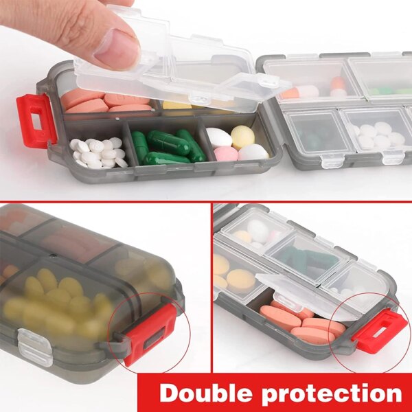 Travel Pill Organizer Pocket Portable Pill Case with 10 Compartments - Image 6
