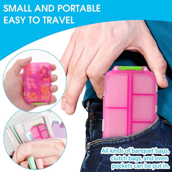 Travel Pill Organizer Pocket Portable Pill Case with 10 Compartments - Image 5