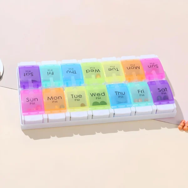 Weekly AM/PM 7-Day Pill Organizer with Push Button - Image 3