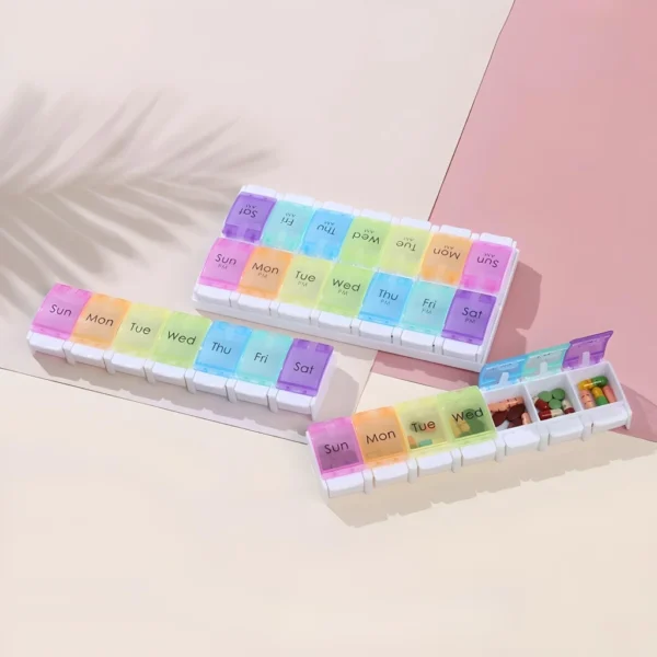 Weekly AM/PM 7-Day Pill Organizer with Push Button - Image 2