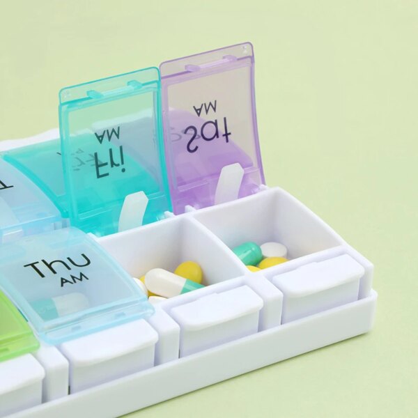 Weekly AM/PM 7-Day Pill Organizer with Push Button - Image 4