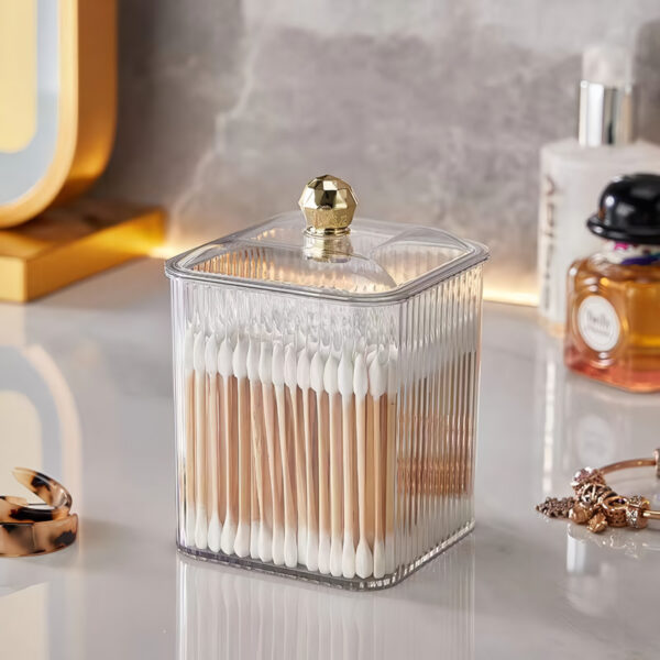 Clear Acrylic Qtip Holder Dispenser with Lid - Image 5