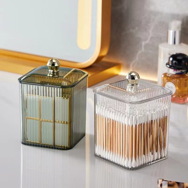 Clear Acrylic Qtip Holder Dispenser with Lid - Image 4