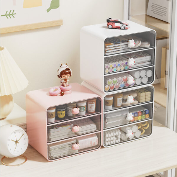 Clear Acrylic Desk Organizer with 3 Pull-Out Drawers - Image 5
