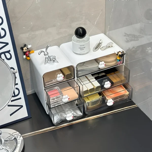 Clear Acrylic Desk Organizer with 3 Pull-Out Drawers - Image 3