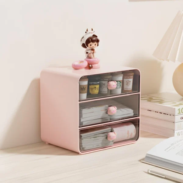 Clear Acrylic Desk Organizer with 3 Pull-Out Drawers - Image 4