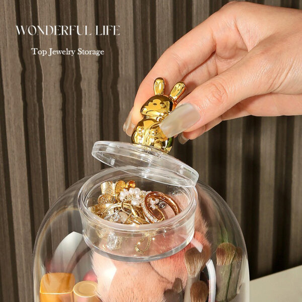 Clear Makeup Brush Holder with Lid - Image 4