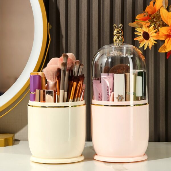 Clear Makeup Brush Holder with Lid - Image 3