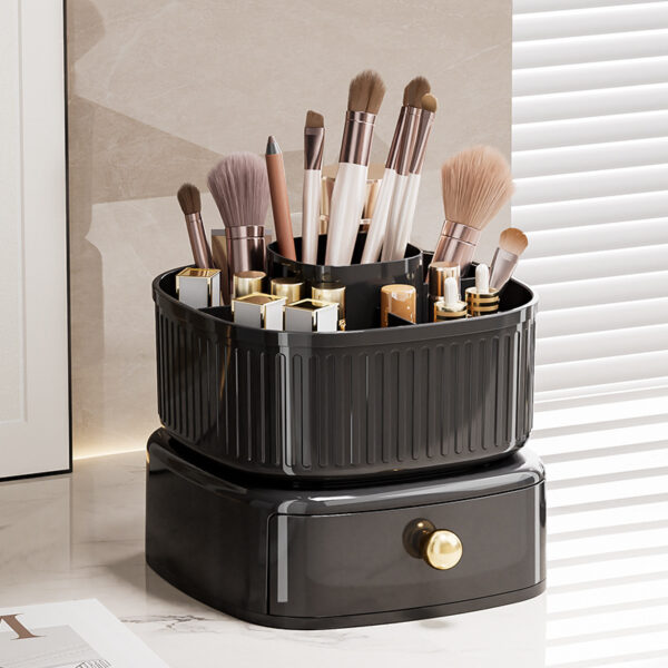 360 Rotating Makeup Brushes Holder with Drawers - Image 6