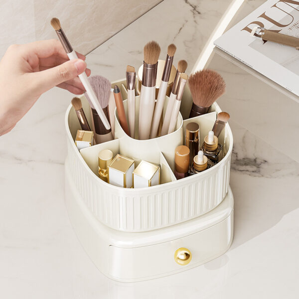 360 Rotating Makeup Brushes Holder with Drawers - Image 4