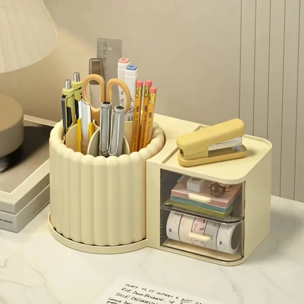 Makeup Storage Organizer with Brush Holder and Rotating Display - Image 6