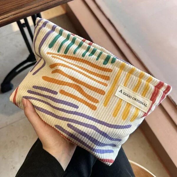 Women's Fashion Corduroy Striped Makeup Organizer - Image 3