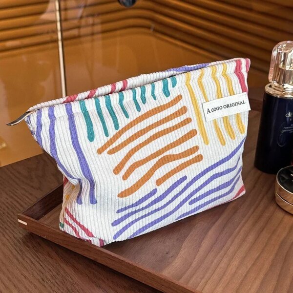 Women's Fashion Corduroy Striped Makeup Organizer - Image 5