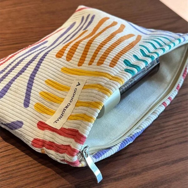 Women's Fashion Corduroy Striped Makeup Organizer - Image 4