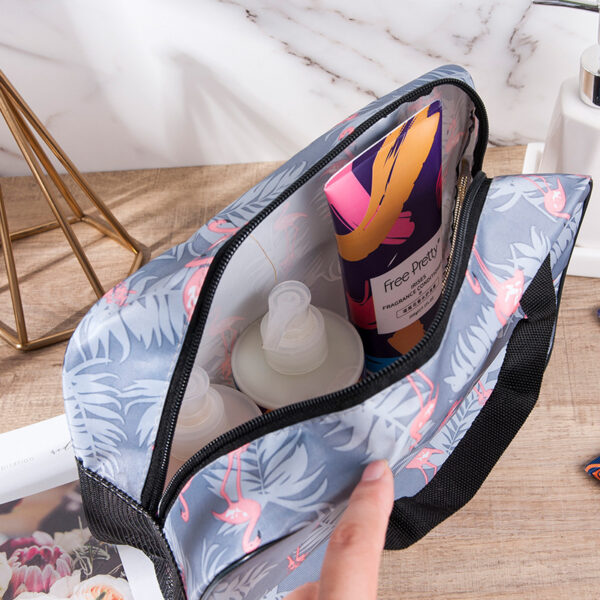 Women’s Oxford Makeup Bag with Bird and Cactus Print - Image 4