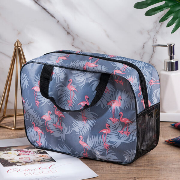 Women’s Oxford Makeup Bag with Bird and Cactus Print - Image 3