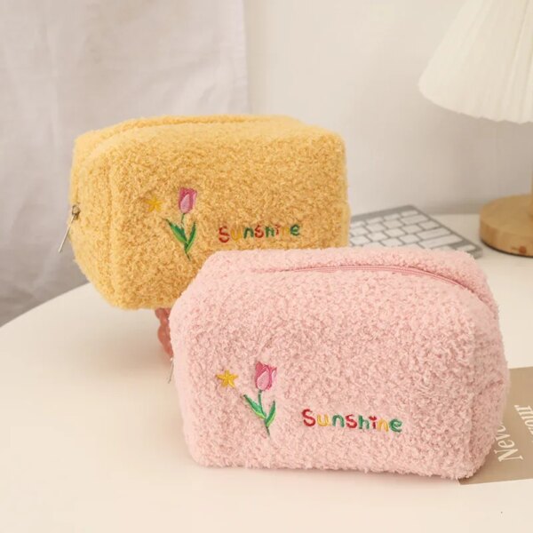 Cute Embroidered Flowers Cosmetic Bag - Image 2