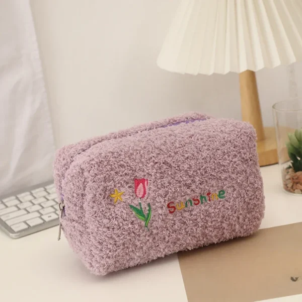 Cute Embroidered Flowers Cosmetic Bag - Image 5