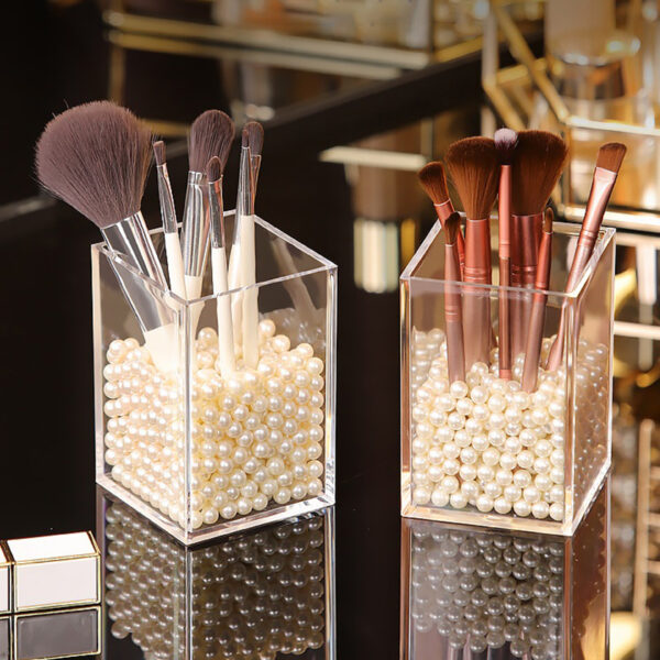 Plastic Makeup Brush Holder with Acrylic Storage Rack - Image 2