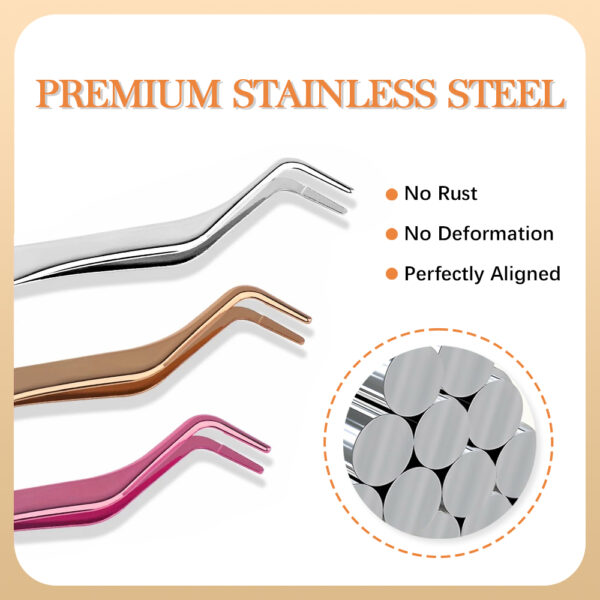 Professional Stainless Steel Eyelash Tweezers Applicator - Image 5