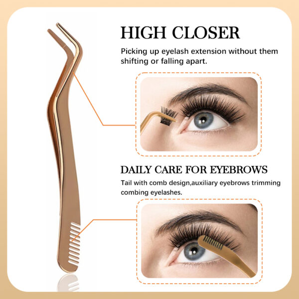 Professional Stainless Steel Eyelash Tweezers Applicator - Image 6