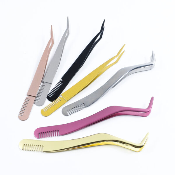 Stainless Steel Eyelash Tweezers - Image 2