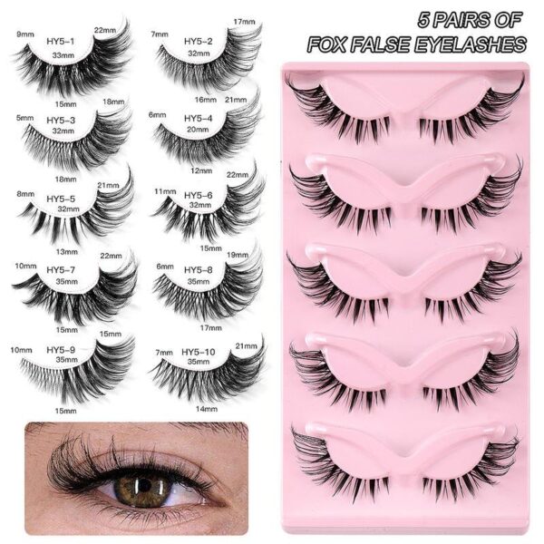5 Pair 3D Cat Eye Fox Eye Lashes - Image 3