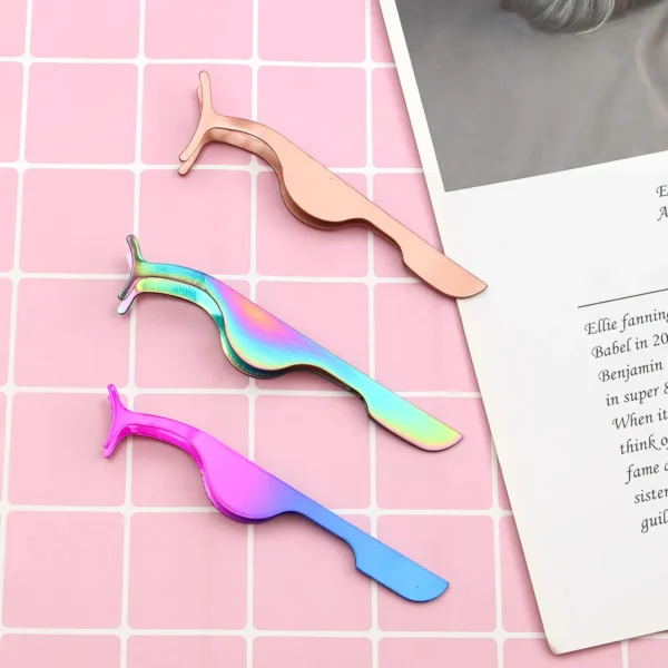 Stainless Steel False Eyelash Applicator Tweezers - Image 2