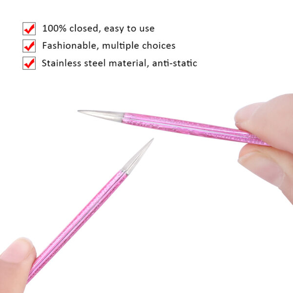2PCS Professional Stainless Steel Eyelash Tweezers Set - Image 4