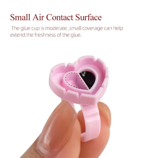 Heart-Shaped Disposable Eyelash Glue Rings - 100Pcs - Image 3