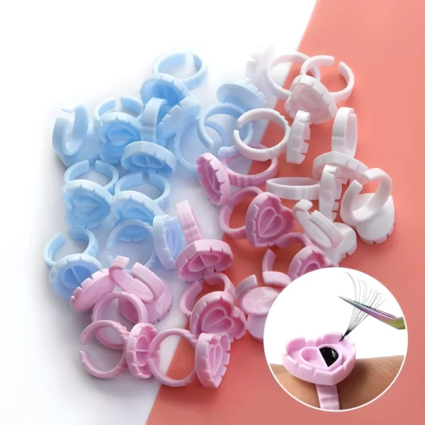 Heart-Shaped Disposable Eyelash Glue Rings - 100Pcs - Image 8