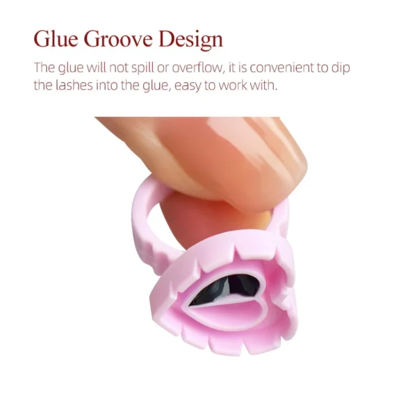 Heart-Shaped Disposable Eyelash Glue Rings - 100Pcs - Image 2