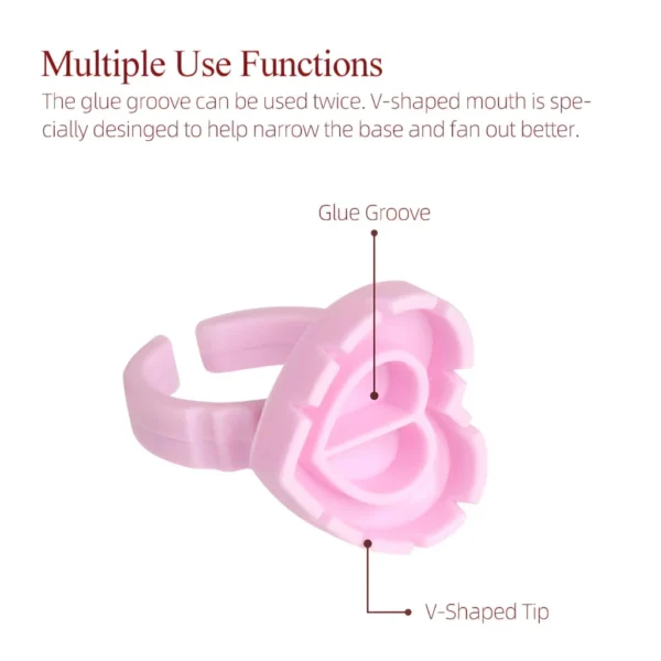 Heart-Shaped Disposable Eyelash Glue Rings - 100Pcs - Image 4