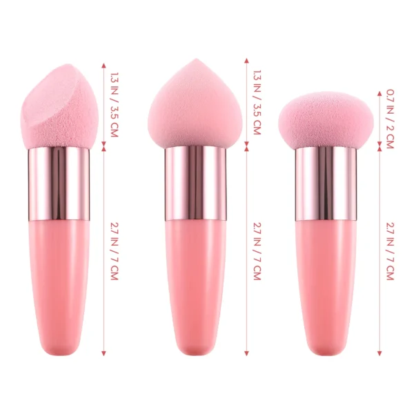 3Pcs Cosmetic Puff and Makeup Brush Set - Image 6