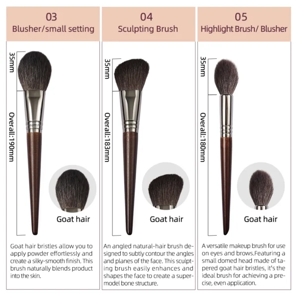 Soft Goat Hair Makeup Brush Set - Image 5