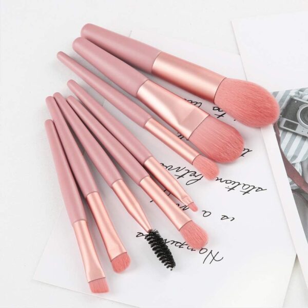 8-Piece Mini Travel Makeup Brush Set - Soft, Portable, Essential - Image 3