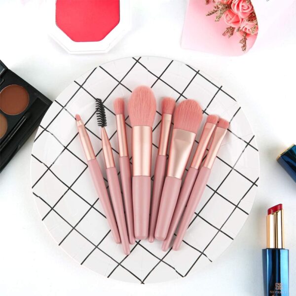 8-Piece Mini Travel Makeup Brush Set - Soft, Portable, Essential - Image 2