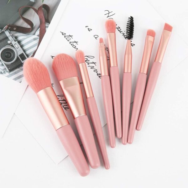 8-Piece Mini Travel Makeup Brush Set - Soft, Portable, Essential - Image 4