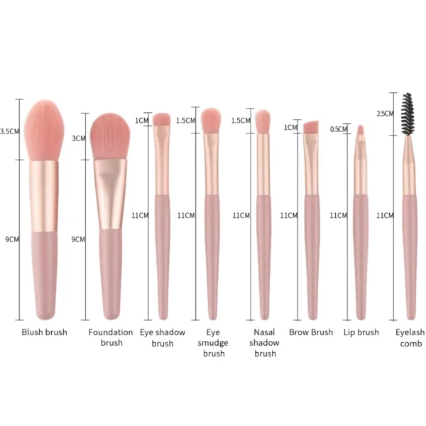 8-Piece Mini Travel Makeup Brush Set - Soft, Portable, Essential - Image 7