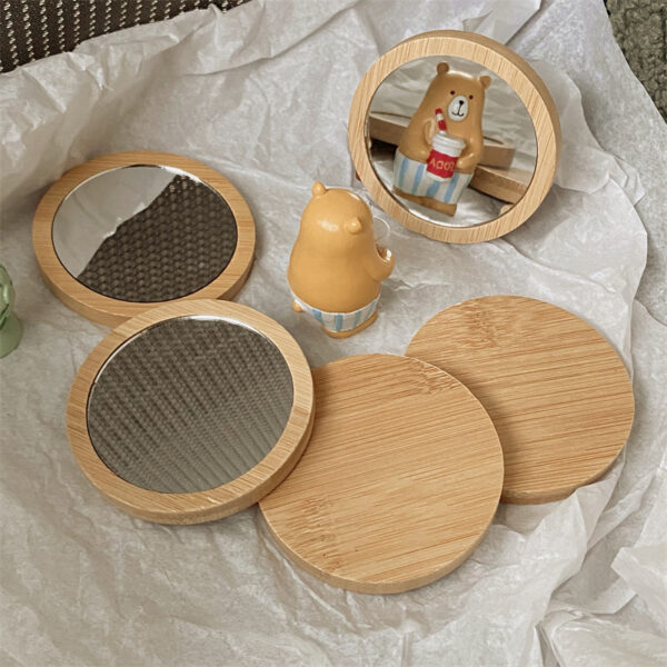 Pure Wooden Portable Mini Makeup Mirror - Image 3