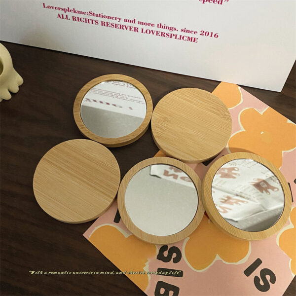 Pure Wooden Portable Mini Makeup Mirror - Image 2