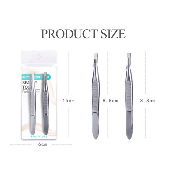 2Pcs/Set Professional Stainless Steel Hair Removal Tweezers - Image 5