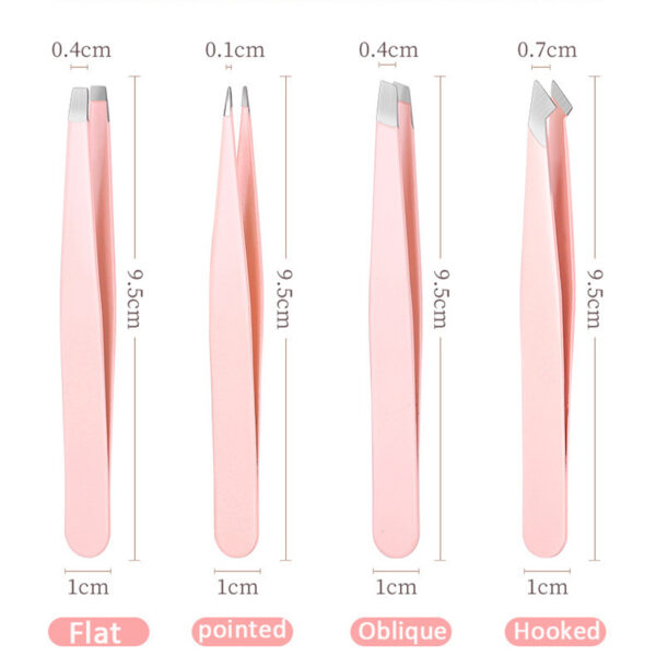 4Pcs Multicolored Eyebrow Tweezers Set - Image 5