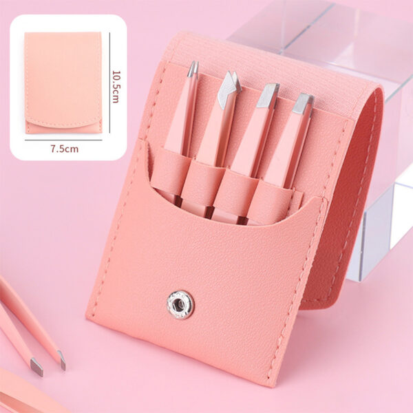 4Pcs Multicolored Eyebrow Tweezers Set - Image 4